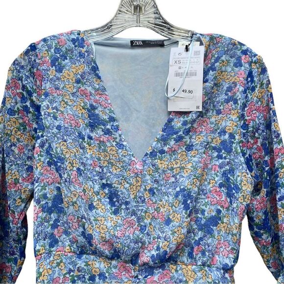 Zara Floral Ruffle Dress Sz XS NWT - Picture 4 of 7